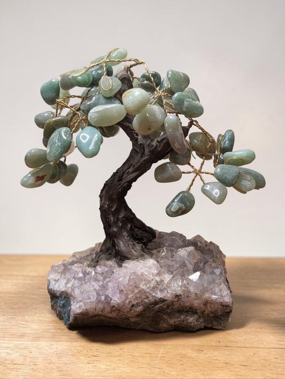 Green Aventurine Crystal Gemstone Tree on Amethyst Base
